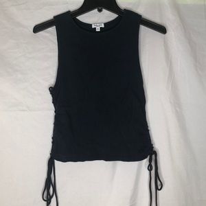 Blue Tank Top with Braided adjustable sides